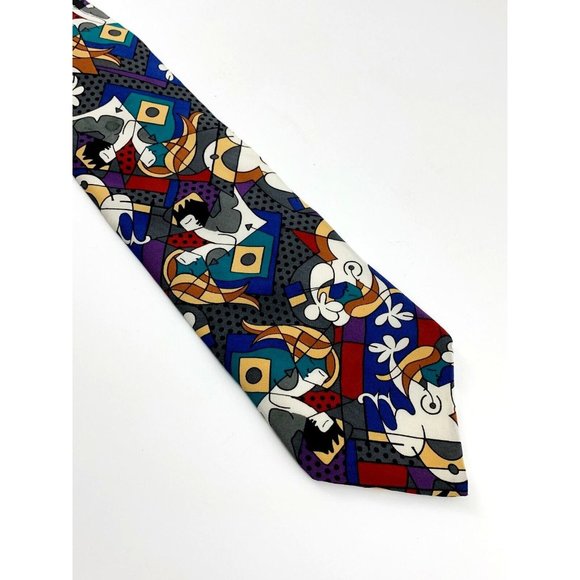 Romero Britto Men's Necktie. Abstract Pattern. Multi-Color. Silk. VGC! - Picture 1 of 5